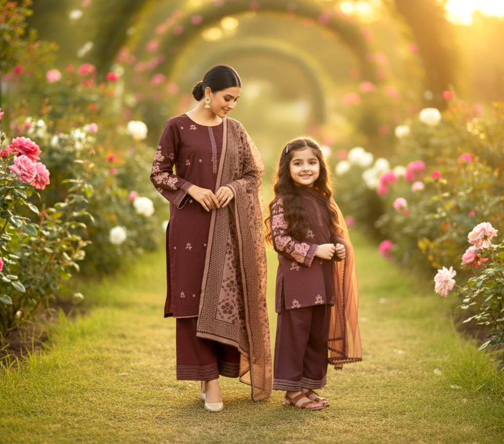 3 piece ready to wear embroidered cotton dress