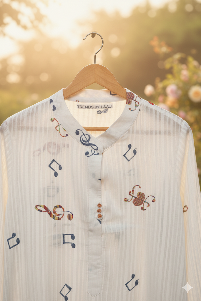 Embroidered ready to wear cotton shirt