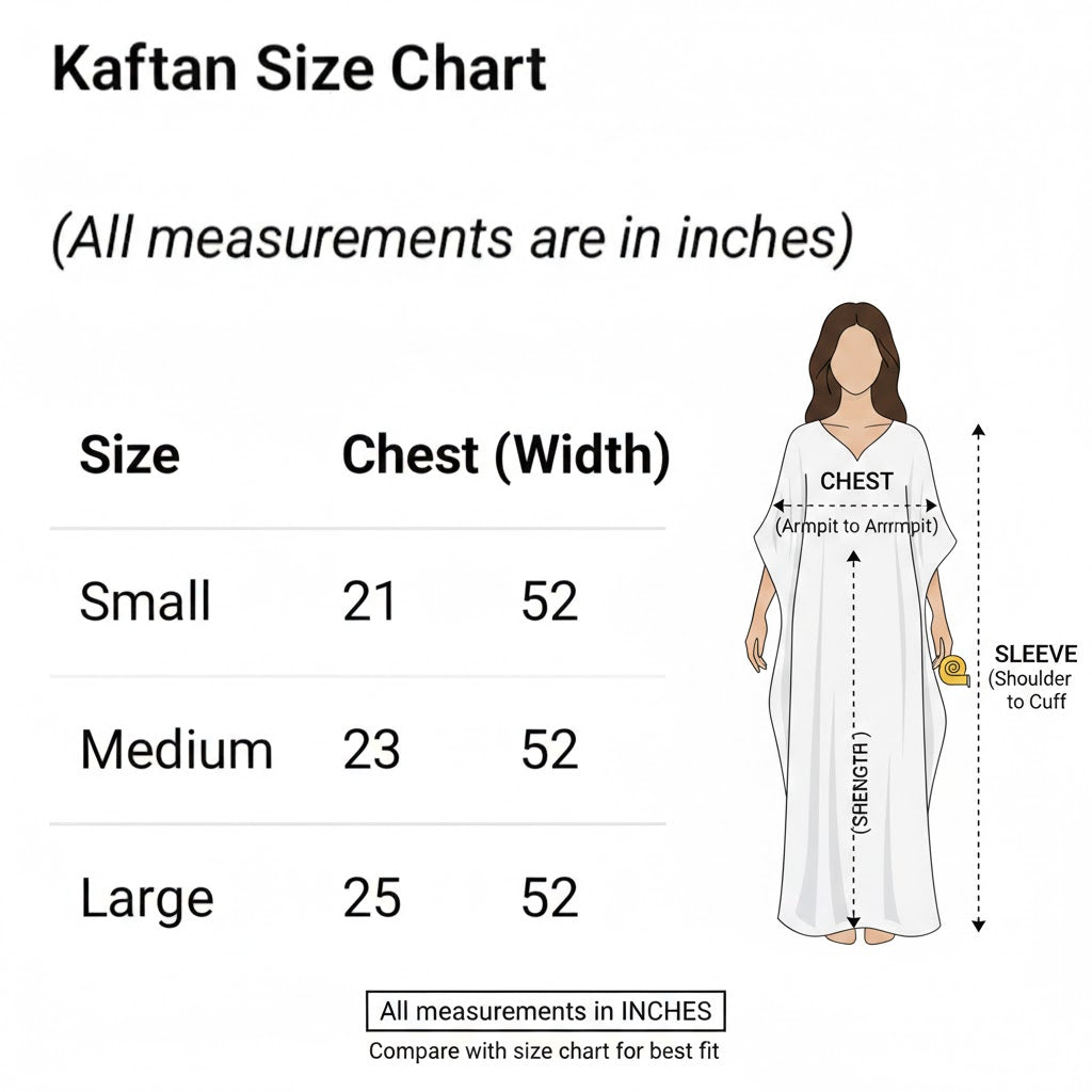 Luxury Silk Full-Length Kaftan with Hand-Embellished Neckline