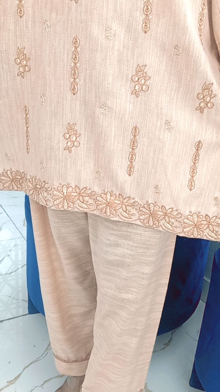 2 piece embroiderd moon light textured marina ready to wear dress