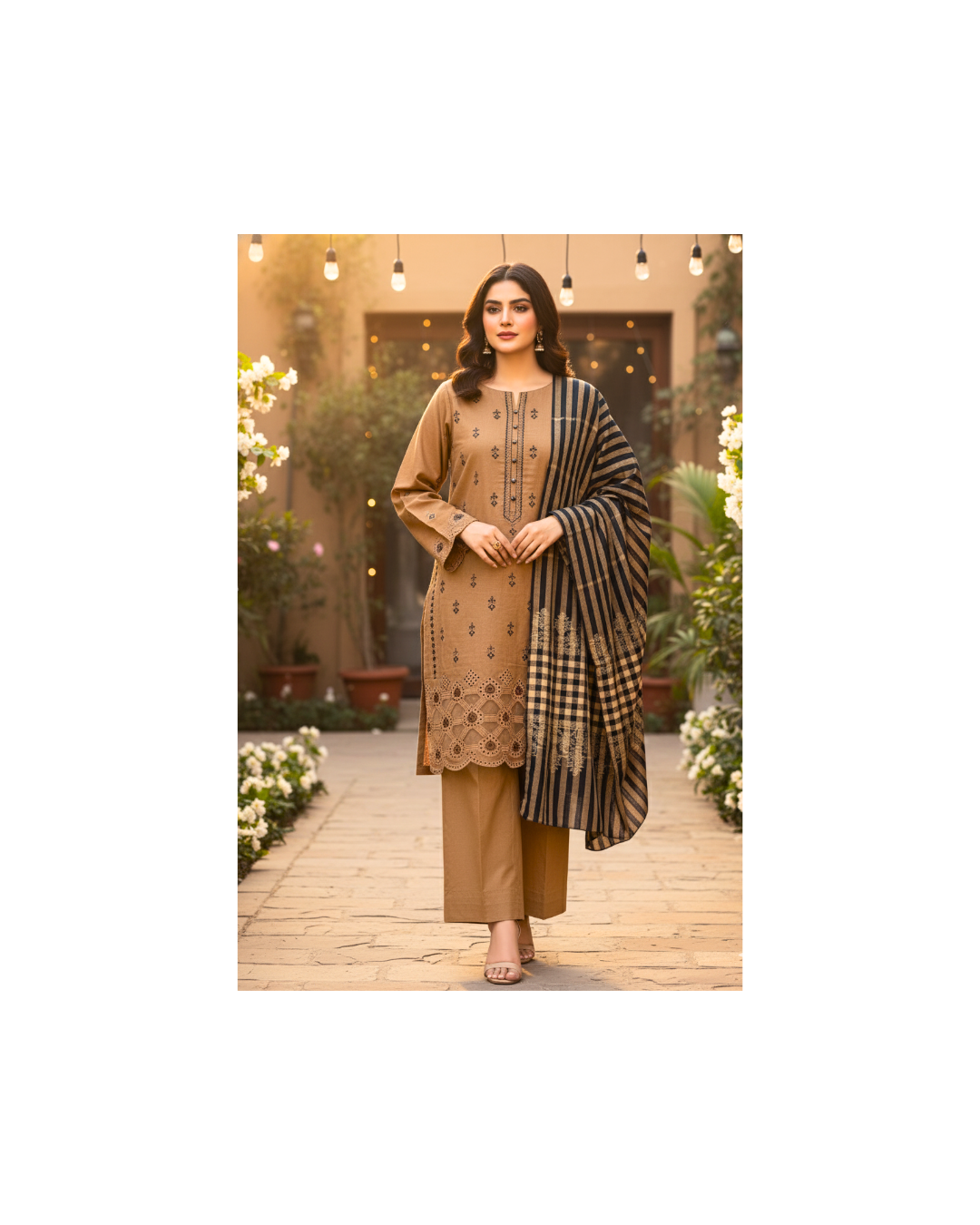 3 piece embroiderd glittery marina suit