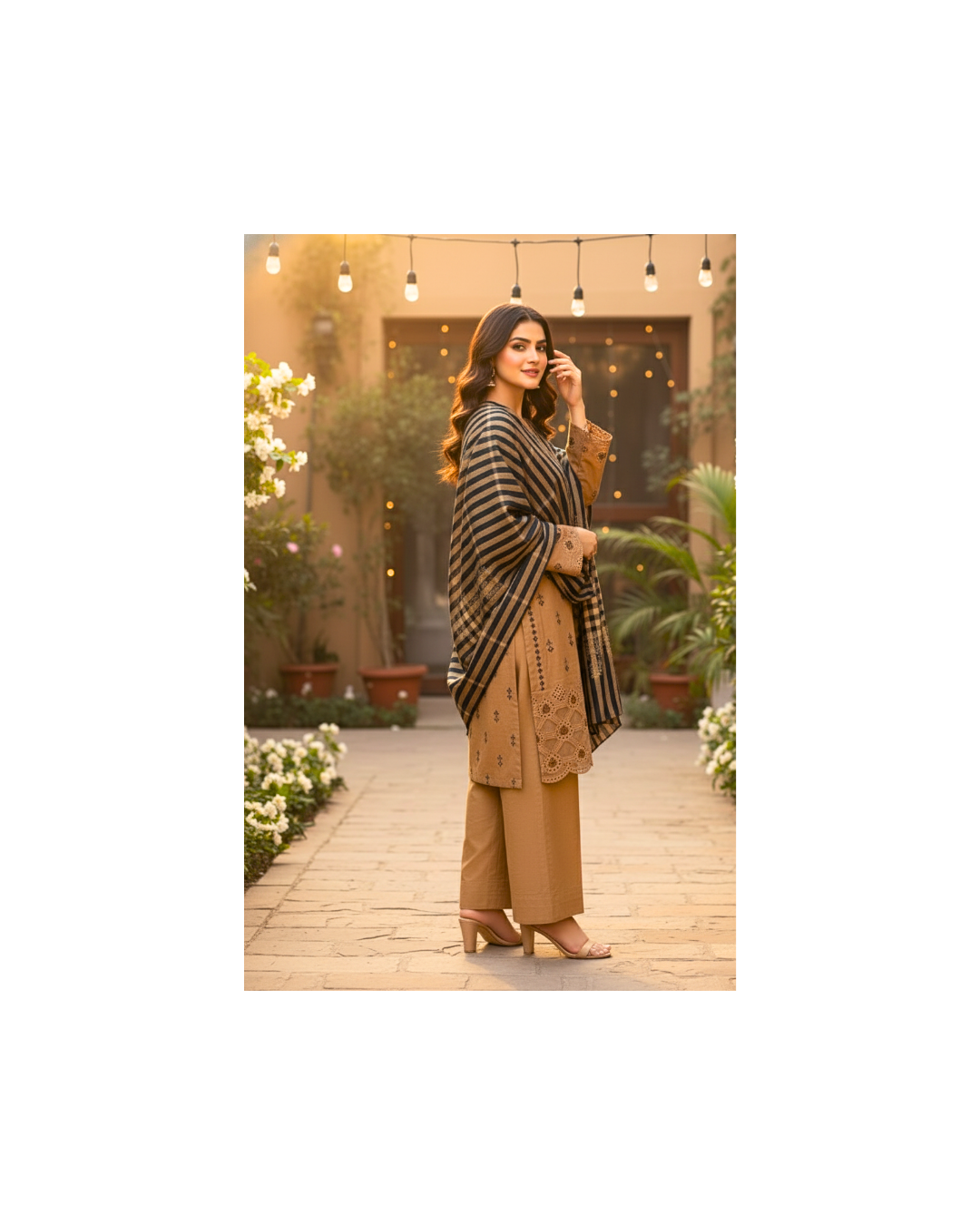 3 piece embroiderd glittery marina suit