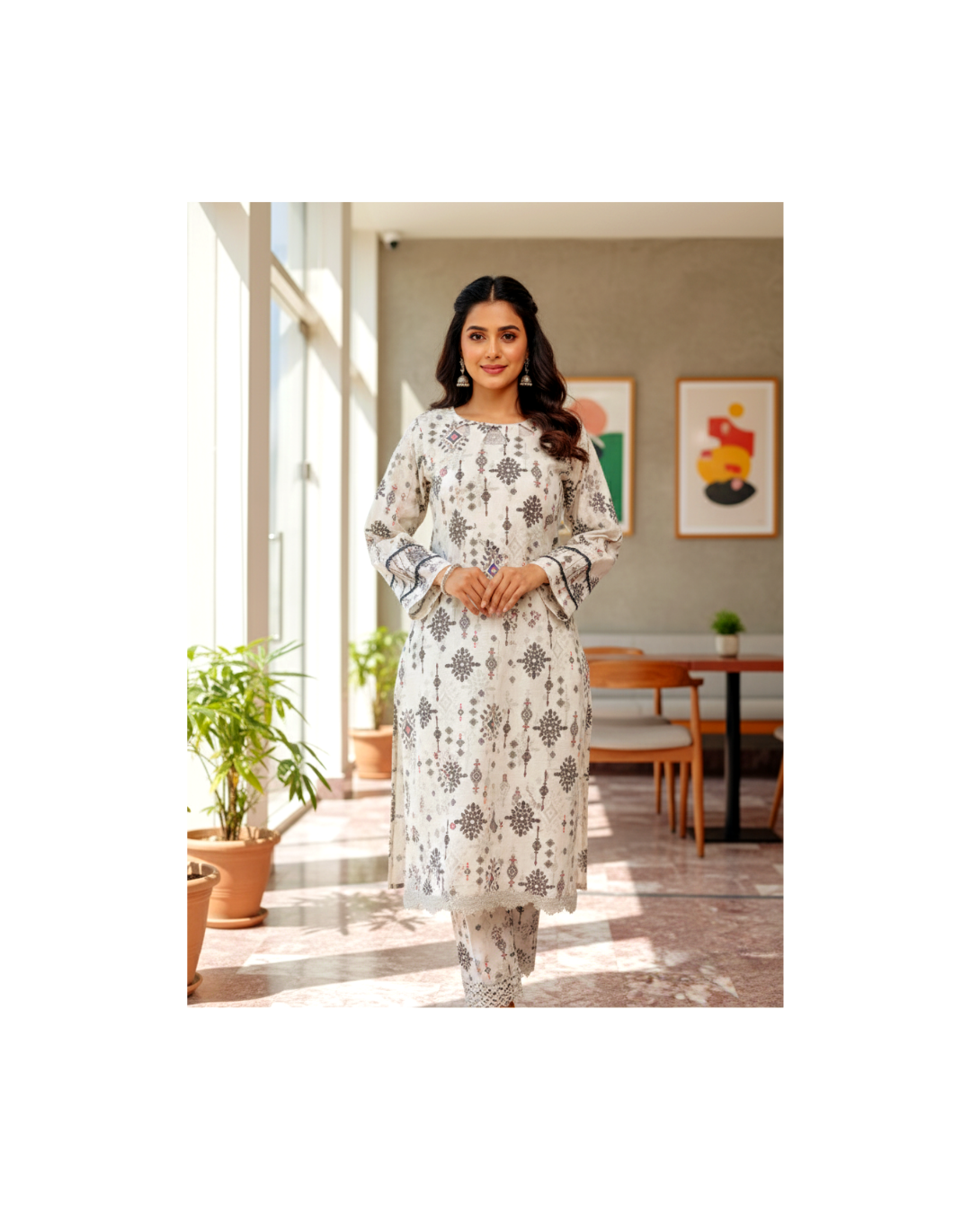 2 piece embroiderd ready to wear khaddar dress