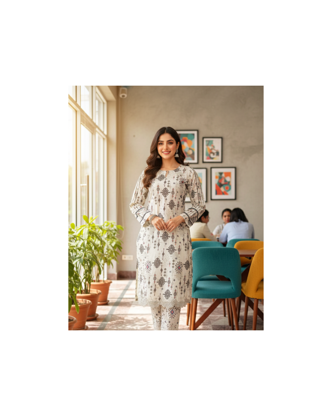 2 piece embroiderd ready to wear khaddar dress