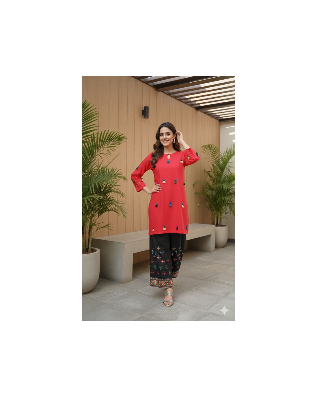 2 piece embroiderd ready to wear winter dress