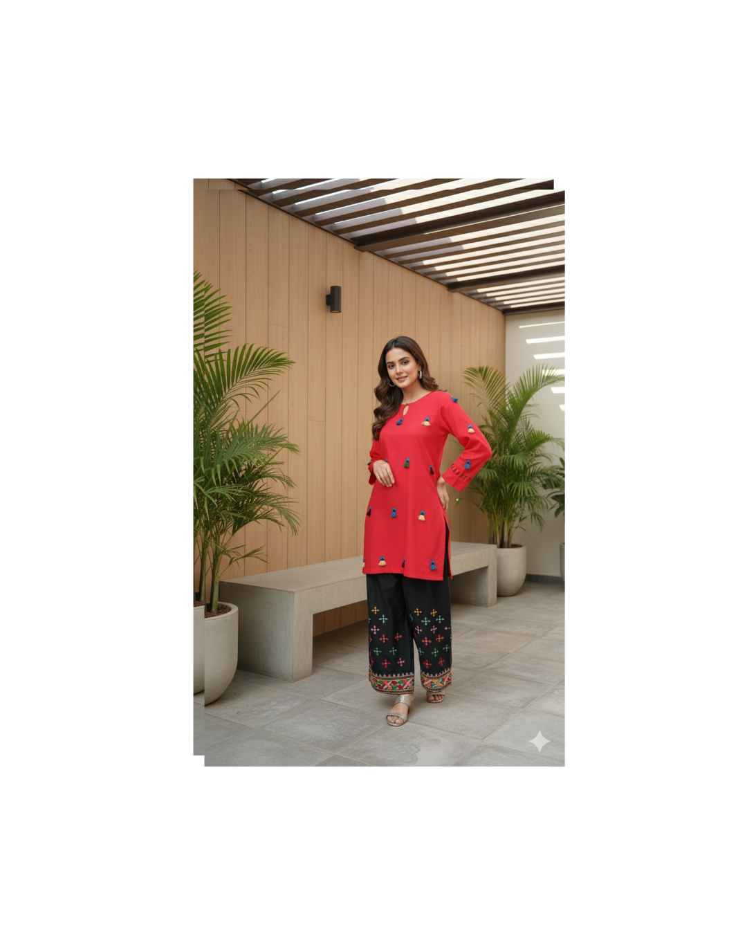 2 piece embroiderd ready to wear winter dress