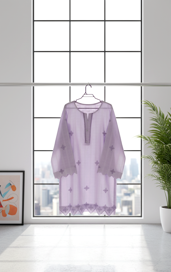 2 piece ready to wear self jaquard cotton dress