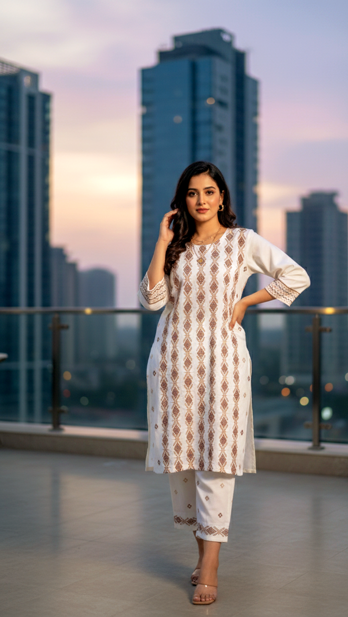 2 piece embroiderd peach wool suit