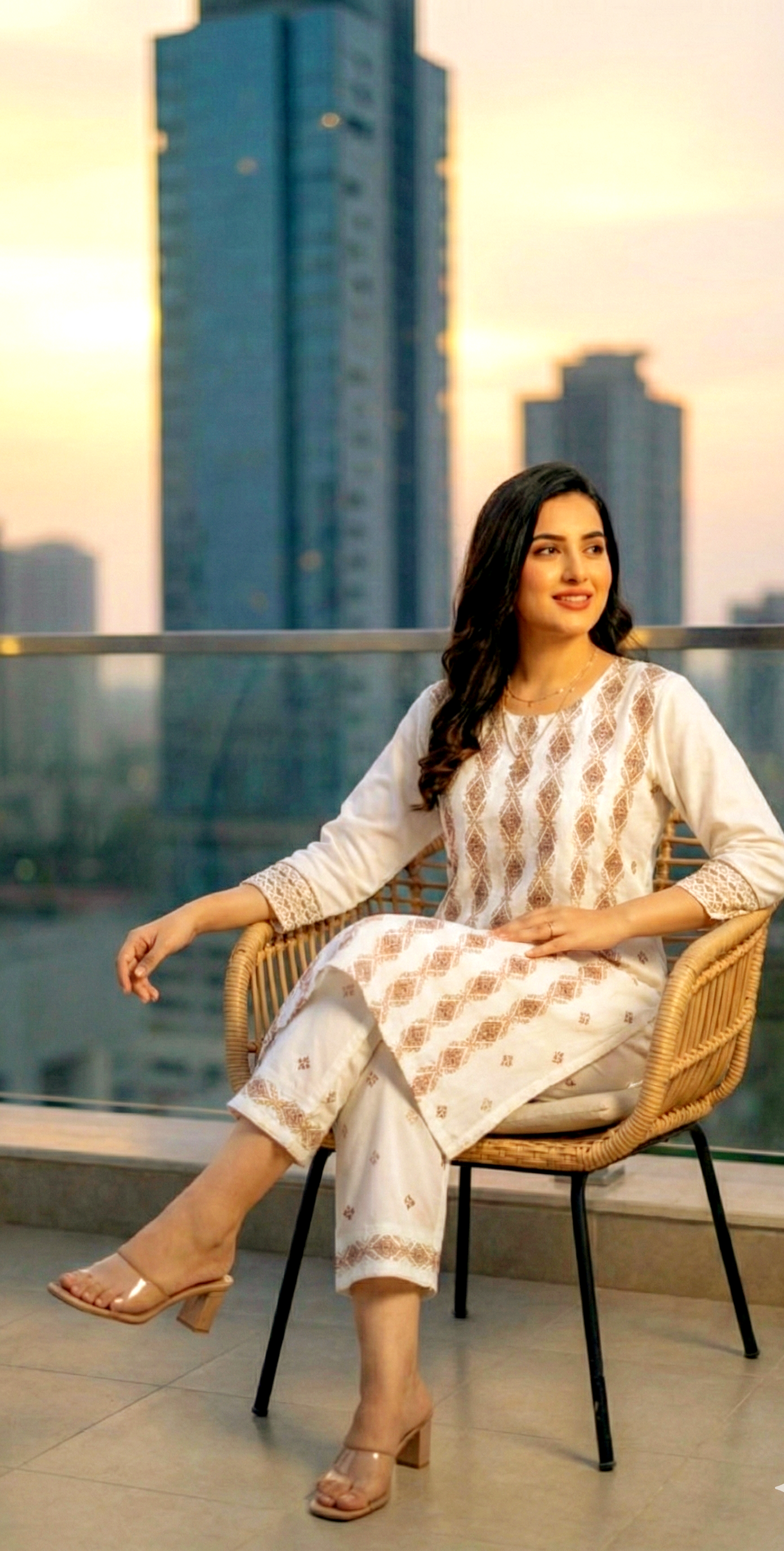 2 piece embroiderd peach wool suit