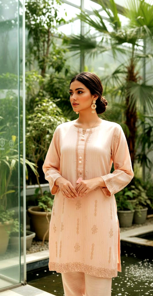 2 piece embroiderd moon light textured marina ready to wear dress