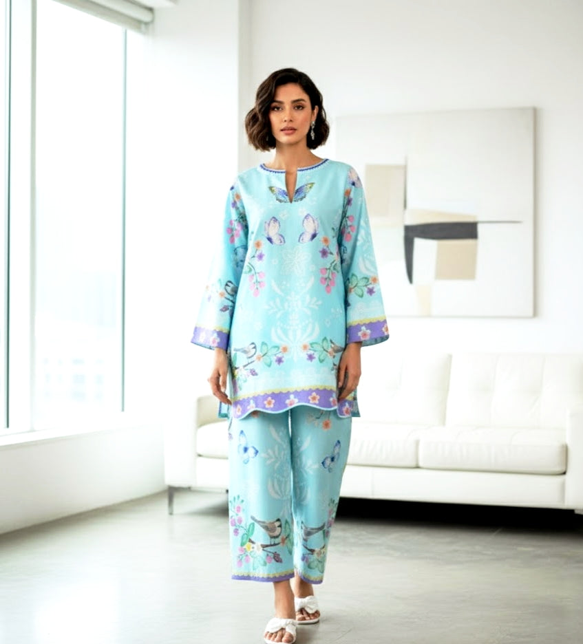 2 Piece Printed Floral Co-Ord Set – Premium Lawn