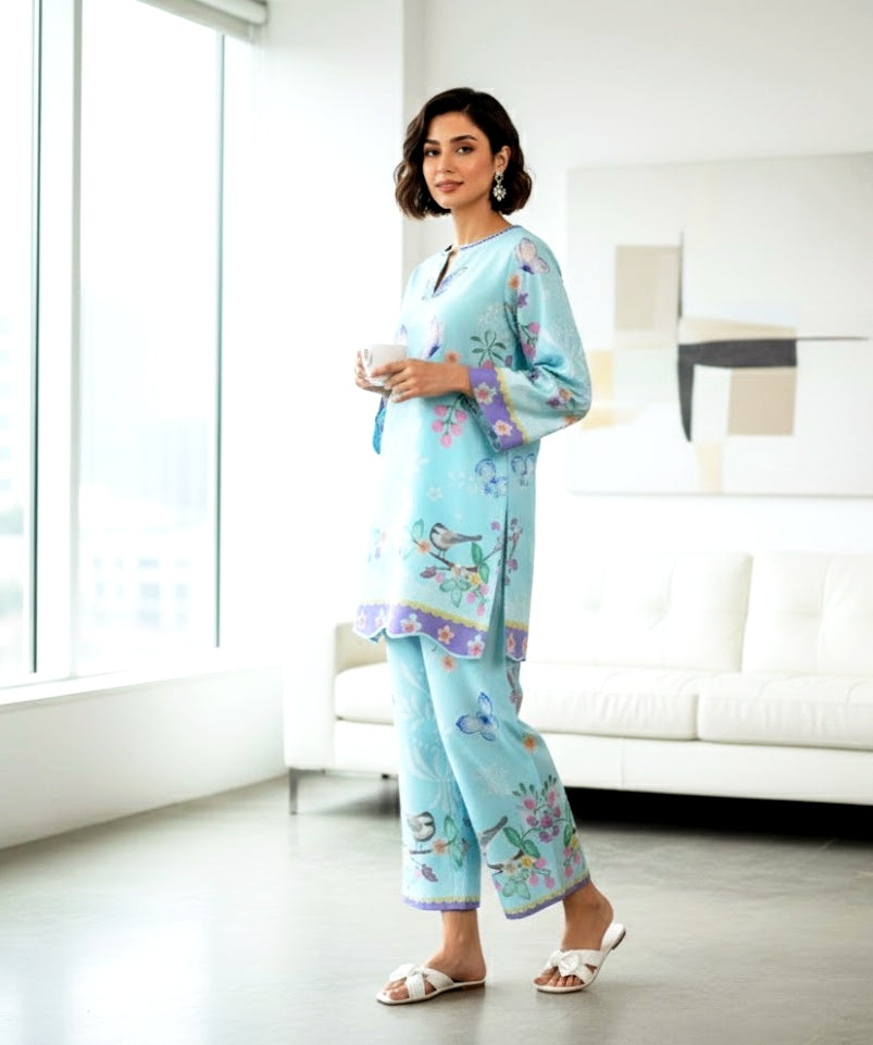 2 Piece Printed Floral Co-Ord Set – Premium Lawn