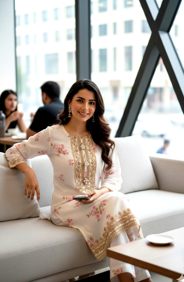 2 piece embroidered ready to wear dress