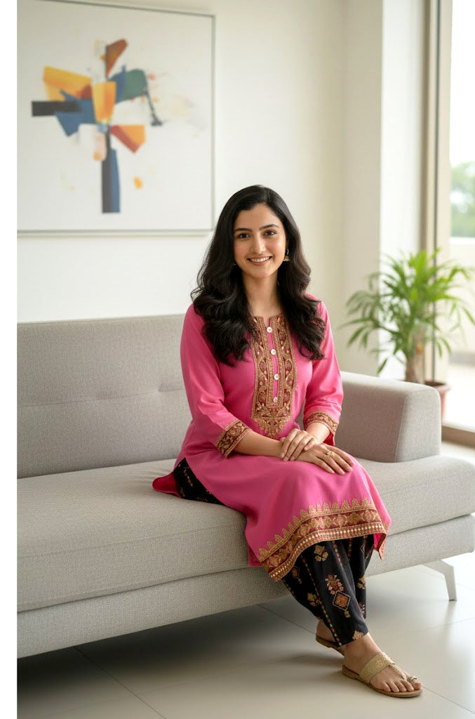 2 piece embroiderd ready to wear dress