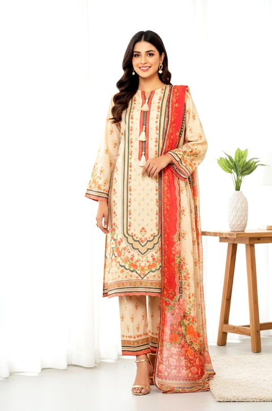 🌺 3 Piece Printed Premium Lawn ready to wear dress