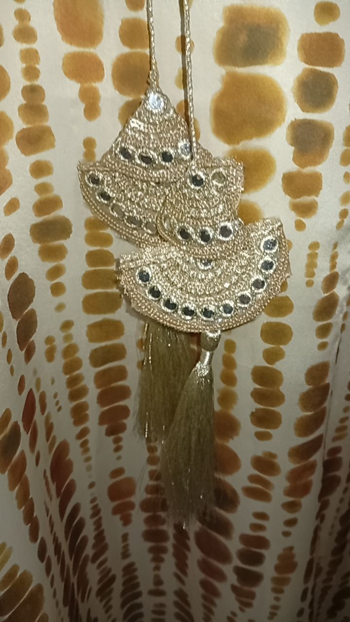 Luxury Silk Full-Length Kaftan with Hand-Embellished Neckline