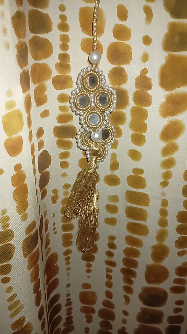 Luxury Silk Full-Length Kaftan with Hand-Embellished Neckline